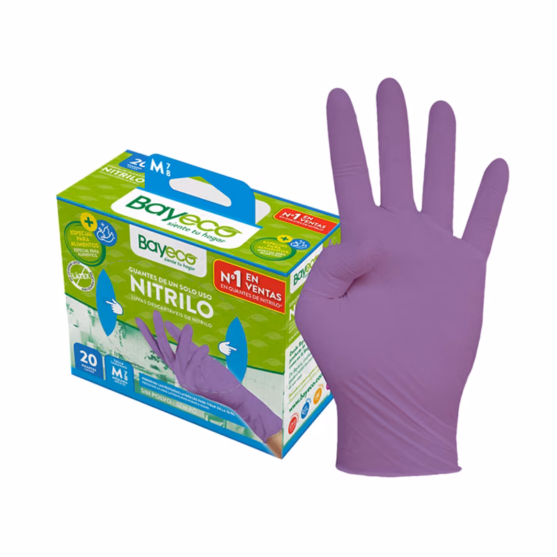BAYECO Guante Nitrilo Morado M 20uds