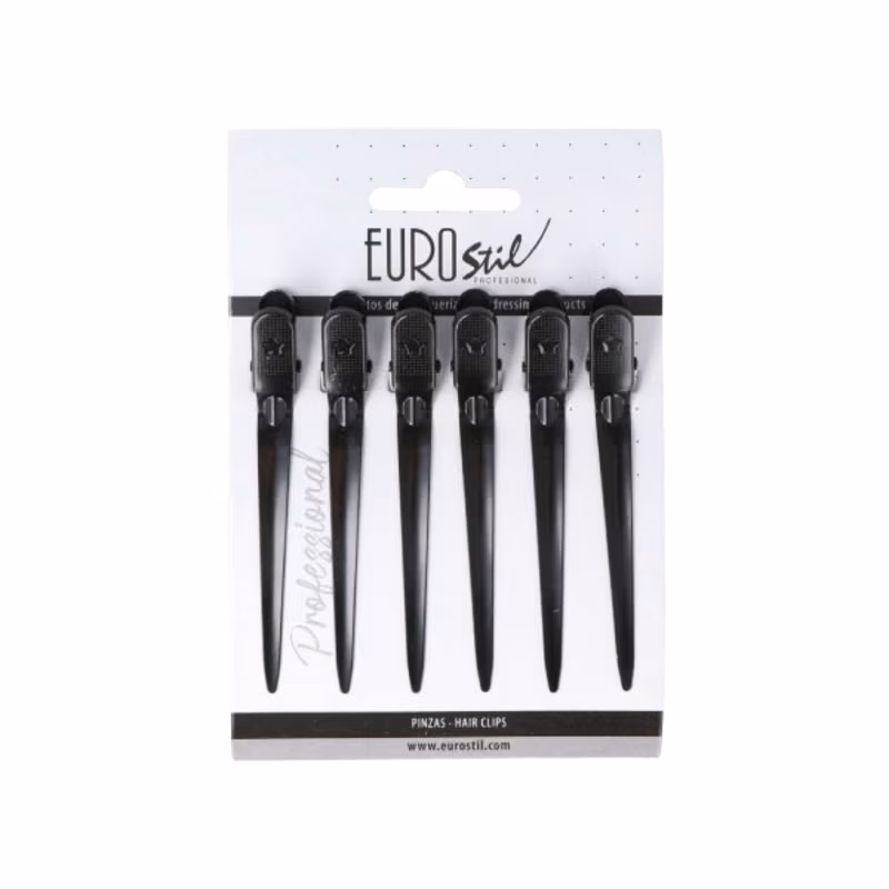 EUROSTIL Pinzas Metal Curvadas Negras 6ud 07614/50