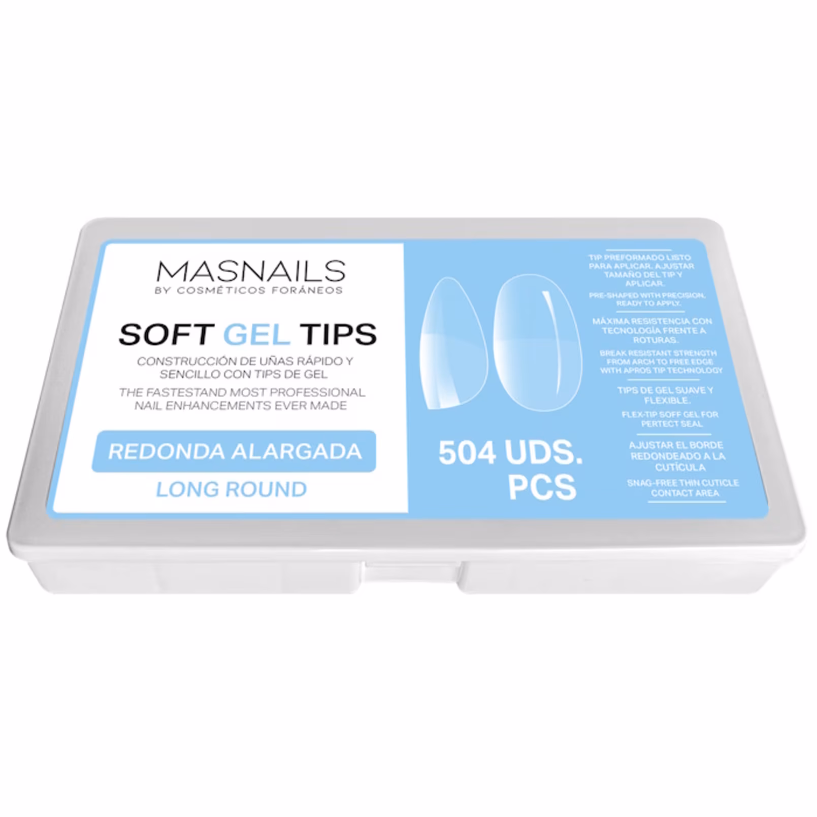 MASNAILS Tips Gel Redonda Alargada 504uds