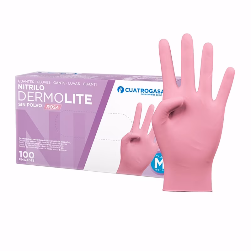 CUATROGASA Guante Nitrilo Rosa S 100uds
