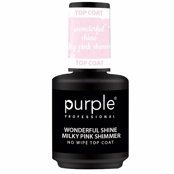 PURPLE Top Coat Brillo Milky Pink Shimmer 15ml P461