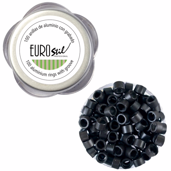 EUROSTIL Bote Anillas Extensiones Negro 1 100uds 02911