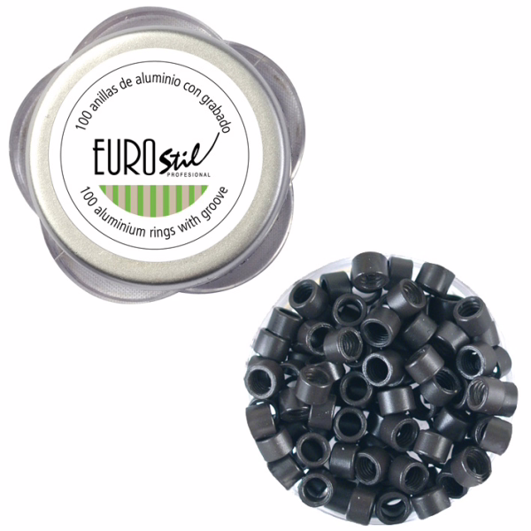 EUROSTIL Bote Anillas Extensiones Castaño Oscuro 3 100uds 02912