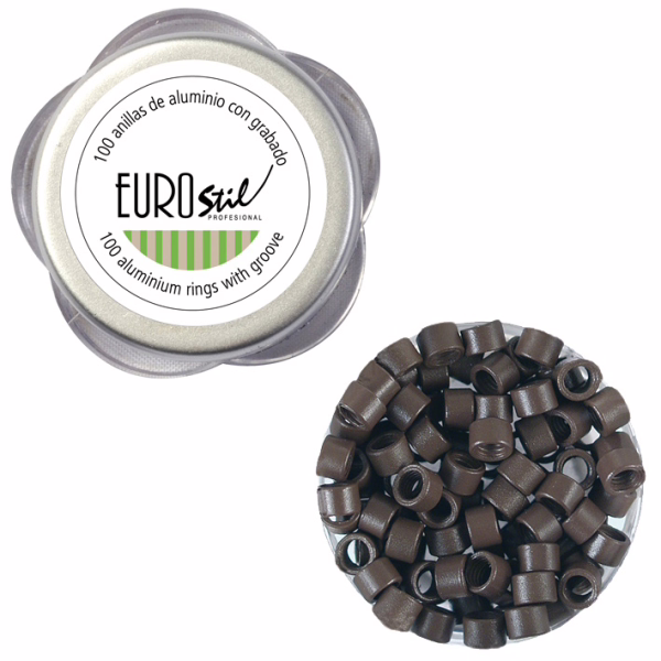 EUROSTIL Bote Anillas Extensiones Castaño Medio 5 100uds 02913