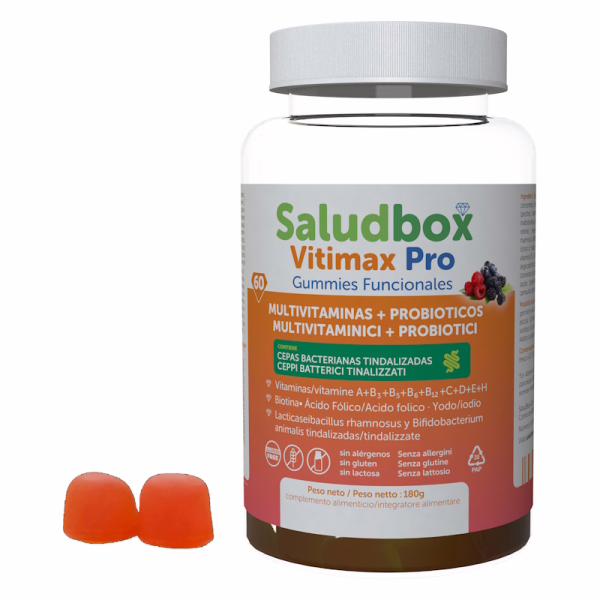 SALUDBOX Vitimax Pro Multivitamínico Energía Defensas y Digestión 60 Gominolas
