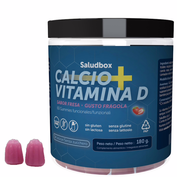 SALUDBOX Calcio y Vitamina D3 Huesos y Músculos 60 Gominolas