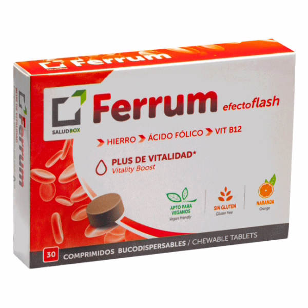 SALUDBOX Ferrum Comprimidos Bucodispersables Hierro y Vitamina C 30 Uds