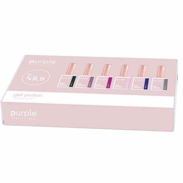 PURPLE Kit 9 Esmalte Semipermanente 6uds