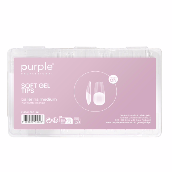 PURPLE Tips Soft Gel Ballerina Medium Half Matte 600uds P1696