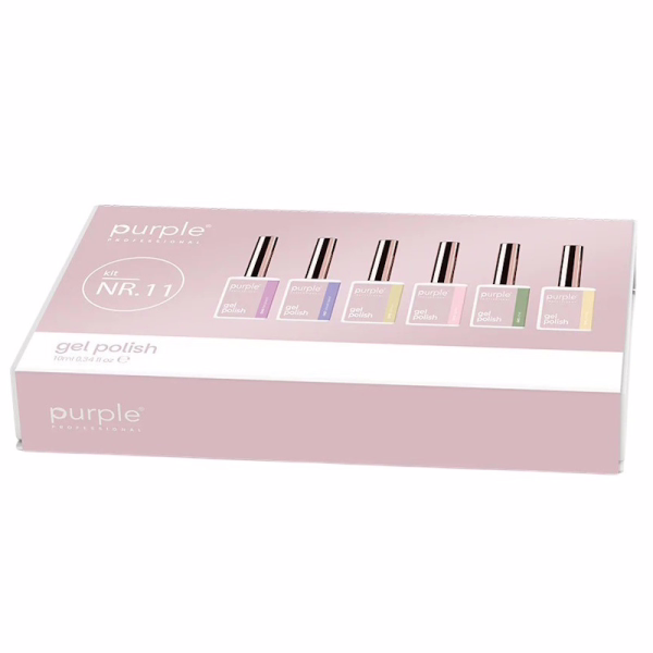 PURPLE Kit 11 Esmalte Semipermanente 6uds