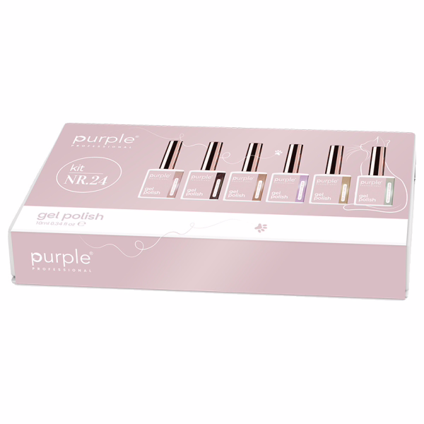 PURPLE Kit 24 Esmalte Semipermanente Cat Eye 6uds